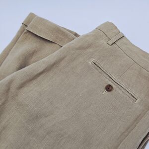Daniel Cremieux Classics Soiree Linen Pant Men's 38X29 Khaki Pleated Cuff Hem